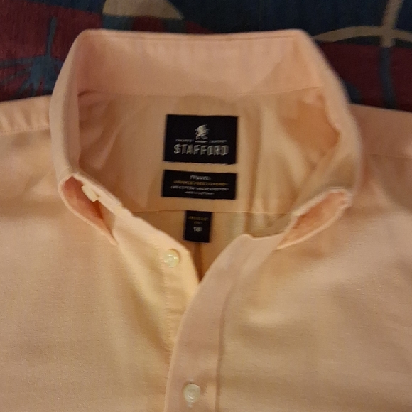 Stafford Men's Peach Button Down Shirt - Picture 4 of 9